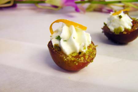 Globe Grape with Goat Cheese and Pistachio