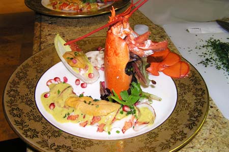 Maine Lobster Salad with Curry Sea Urchin Sauce and Pomegranate