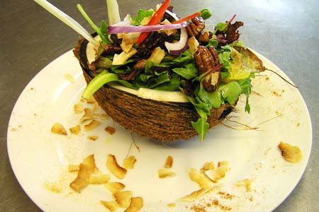 Crunchy Asian Salad in Coconut Shell